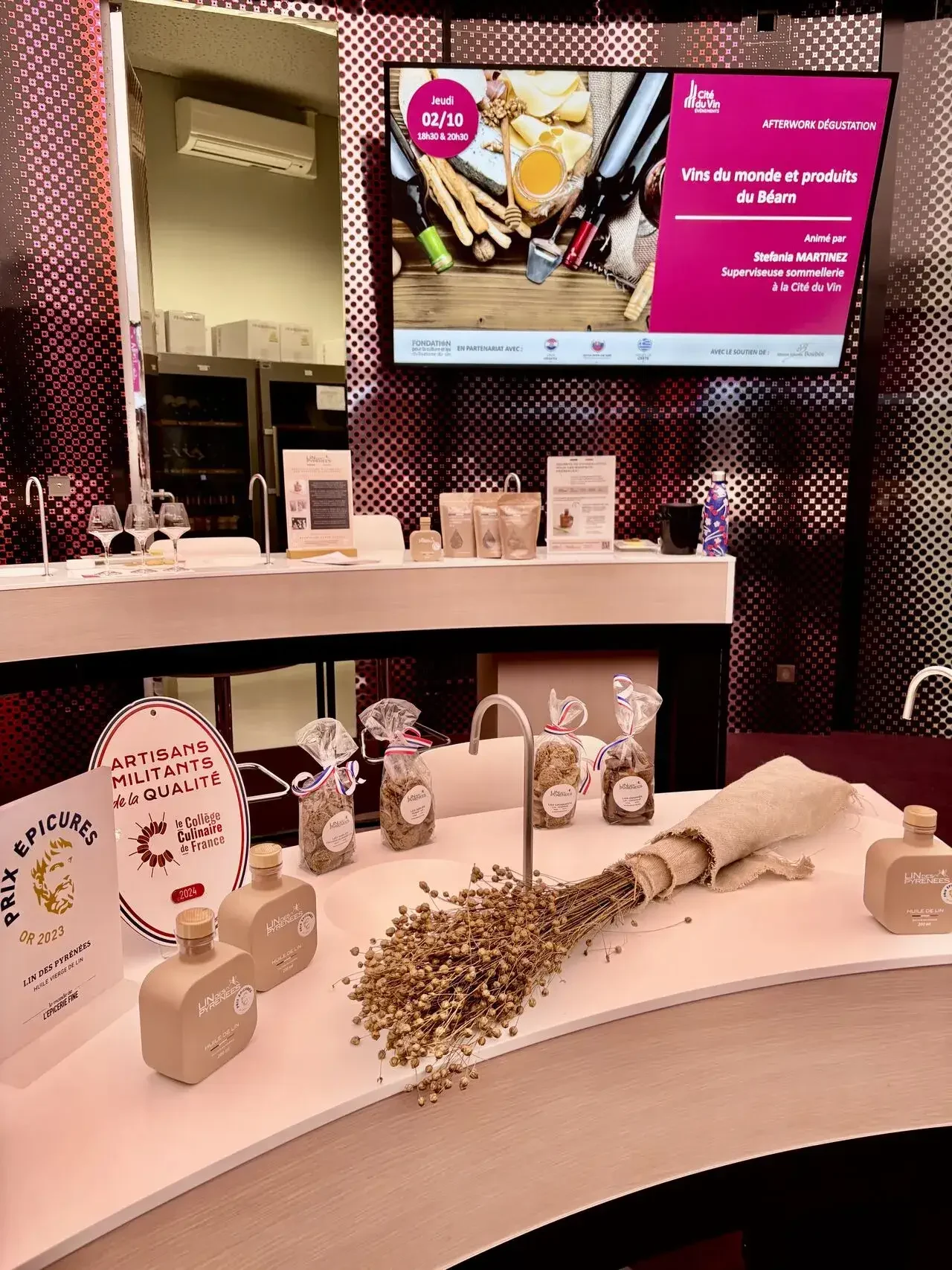 Les produits Lin des Pyrénées présentés lors d'un atelier