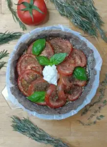 Tarte tomate et chèvre sans gluten aux graines de lin par Florence Oustau — Lin des Pyrénées